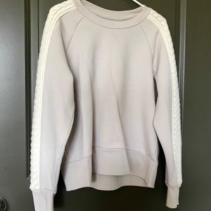 Burberry Cable Knit Wool Cashmere Panel Sweatshirt